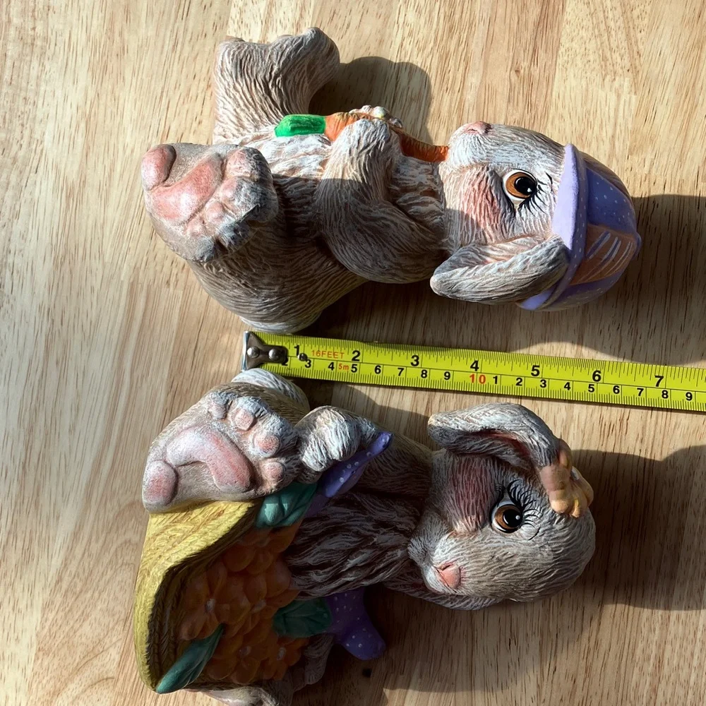 CERAMIC BUNNY DECORATIONS HAND-PAINTED. EXCELLENT CONDITION